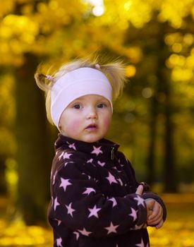 adoreable little girls portrait in autumn