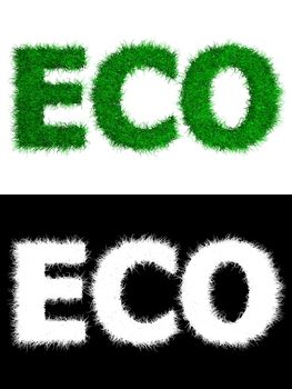 word ECO made of grass - isolated on white - alpha mask included