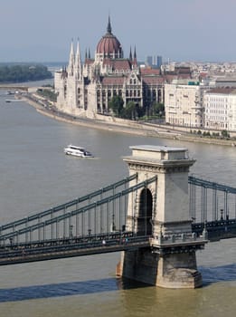 Chain Bridge and the Parliament in Budapest