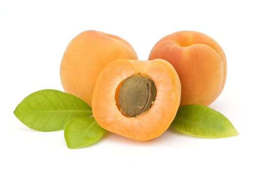 peaches on white background