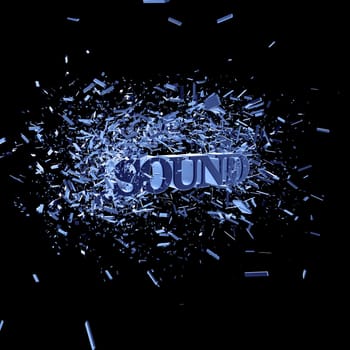 exploding word sound on black background - 3d illustration