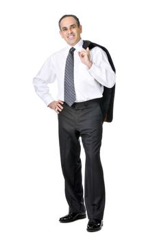 Smiling business man in suit isolated on white background