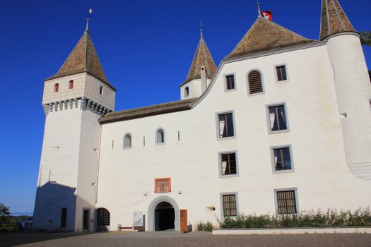 castle Nyon and sky blue