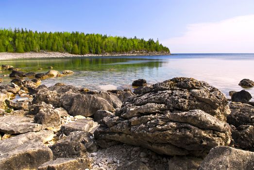 Rocks in clear water of Georgian Bay at Bruce peninsula Ontario Canada