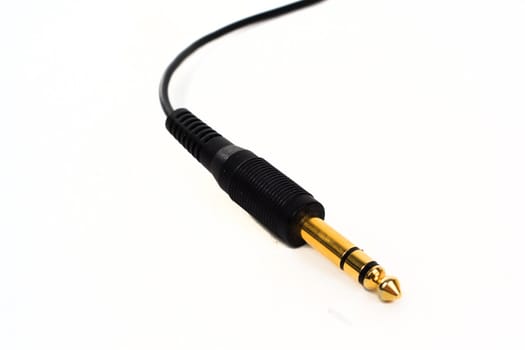 Hi Fidelity TRS 6.3mm Audio Jack, with golden connector isolated over white background