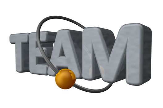 golden ball fly around the word team - 3d illustration