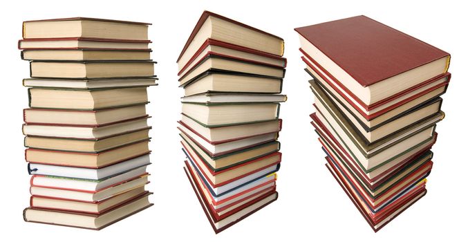 Stack of books isolated on the white background