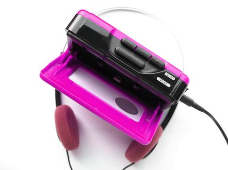 Vintage portable personal stereo tape cassette player from the eighties