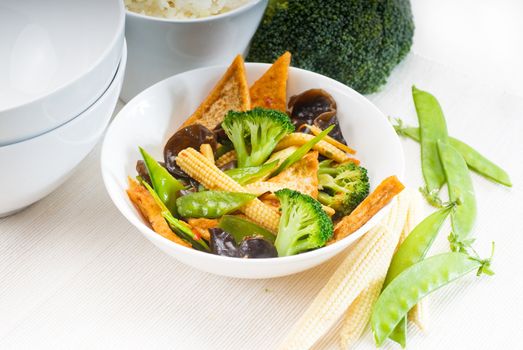 fresh and healthy tofu,beancurd with mix vegetables typical chinese dish