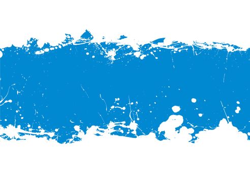 grunge blue ink splat banner with copy space and white background