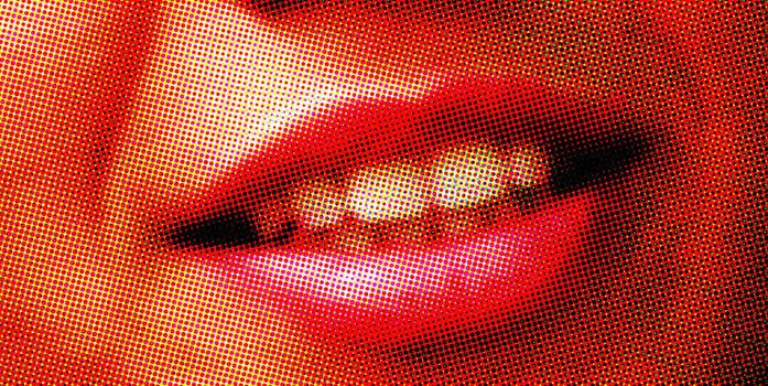 Sexy smiling girl lips Pop Art style
