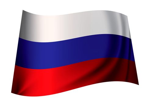 Flag of russia in red white and blue colours fluttering