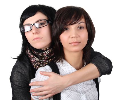 two girlfriends isolated over isolated with clipping path