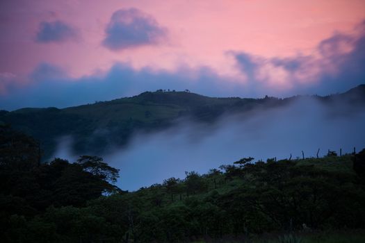 Beautiful Costa Rica evening sunset near Monteverde