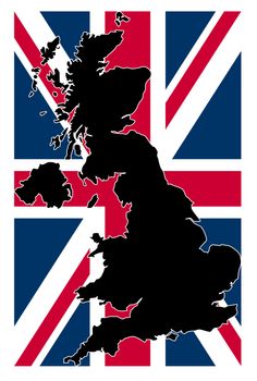 UK map with Union Jack flag