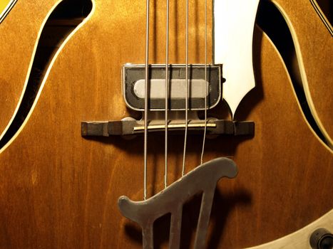 Detail of 4 string bass guitar