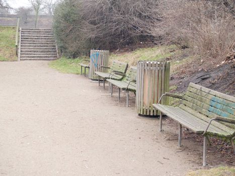 Empty bench with space to copy