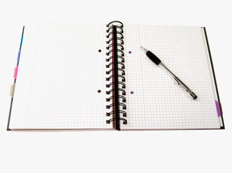 Notebook and pen ready to write with copy space