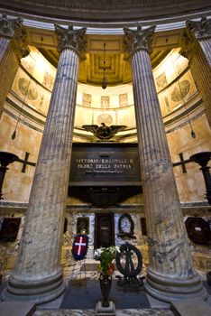 tombstone for king Vittorio Emanuele II in the Pantheon in Rome