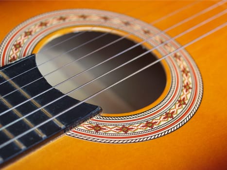 Detail of a folk acoustic guitar