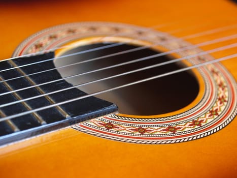 Detail of a folk acoustic guitar
