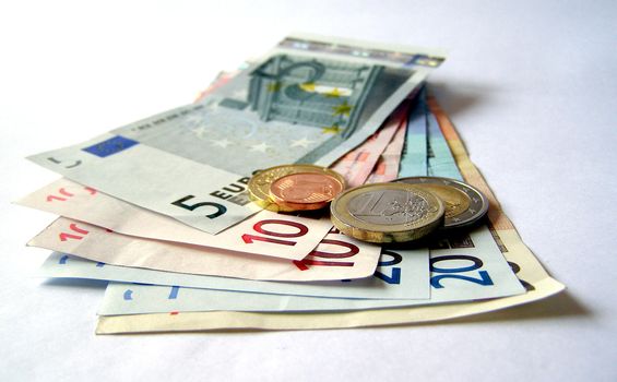 Euro banknotes and coins