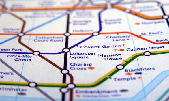 Tube map of the London Underground subway metro network