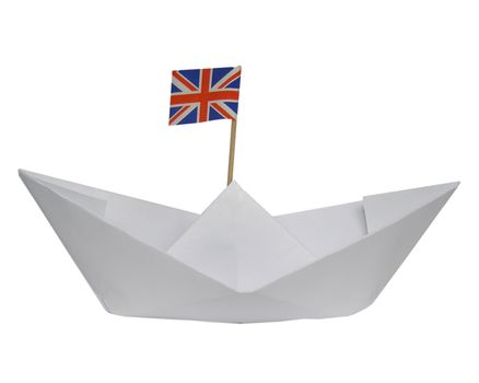 Paper ship with Union Jack UK Flag