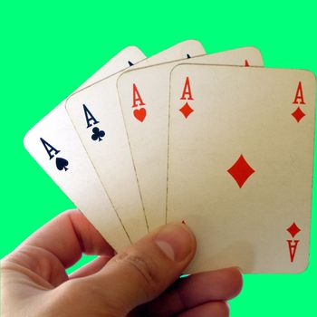 Game of cards with poker of aces