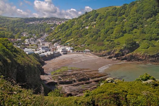 Hele, a seaside cove and houses on the outskirts of Ilfracombe in Devon, England