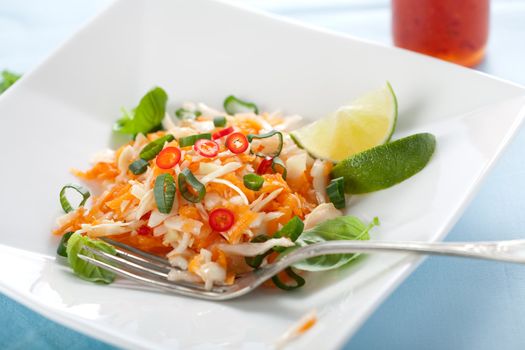 Delicious vietnamese carrot salad with lime and cabbage