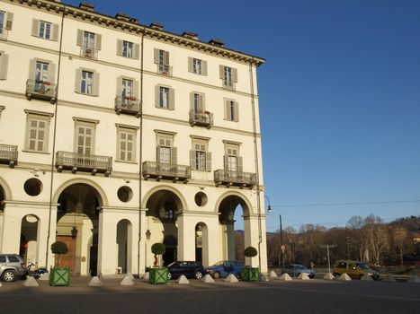 Historical housing in Piazza Vittorio, Turin, Italy