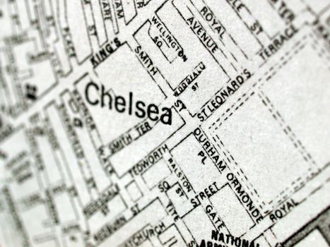Detail of an old London map of Chelsea