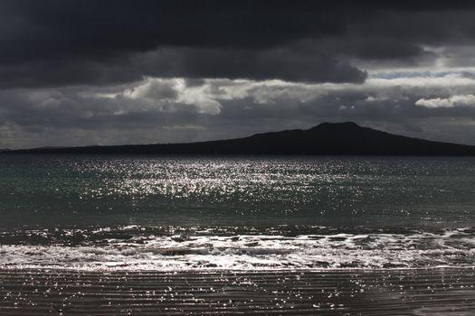 The sky above ocean before storm. New Zealand
