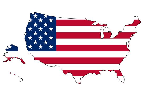 USA flag inside map