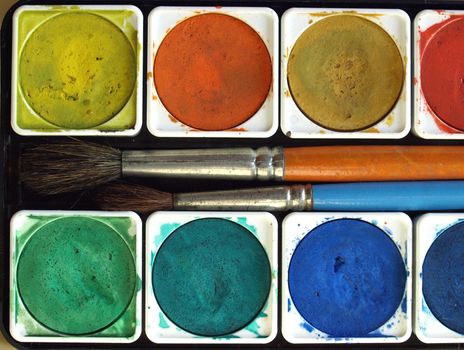 Painting tools colour palette and brushes