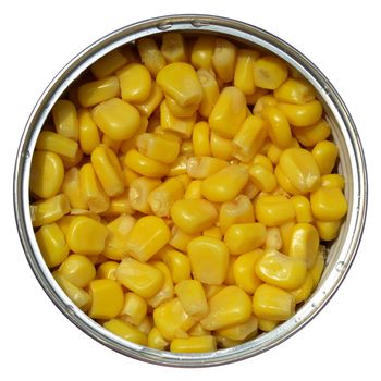 Maize corn in a tin can