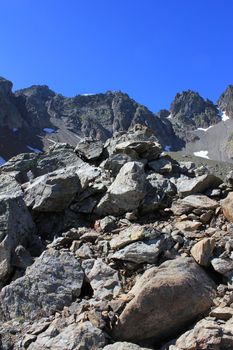 Mountain Mont-Blanc and sky blue and rockk