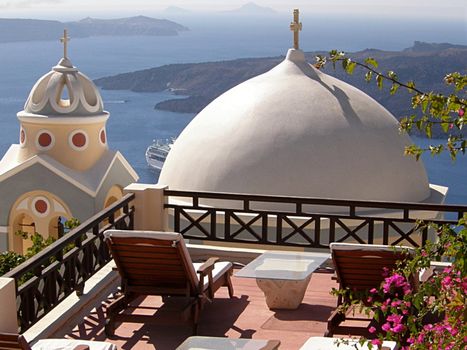view of santorini's landmarks in Greece, Europe