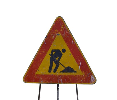 Road work sign isolated