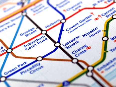 Tube map of the London Underground subway metro network