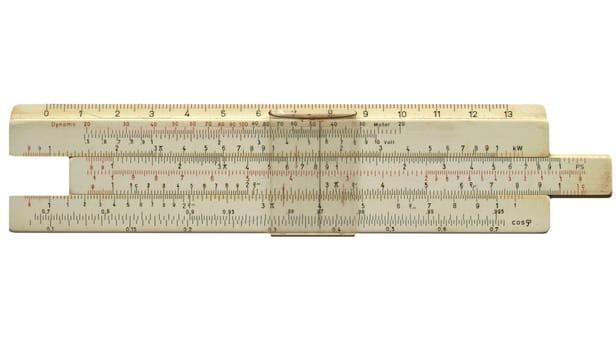 Slide ruler vintage measuring instrument and calculator