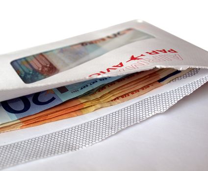 Euro banknotes money in an envelope