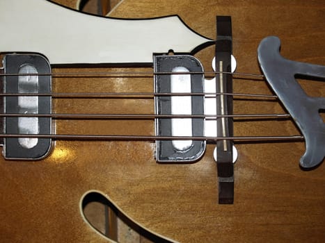 Detail of 4 string bass guitar