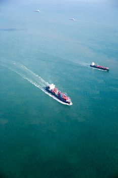 An ocean tanker on the open sea