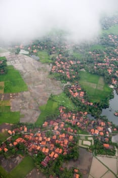 An aerial of an urban tropical area