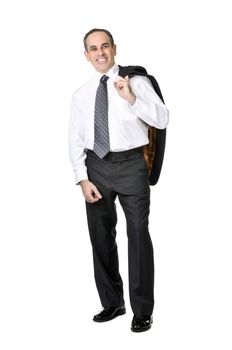 Smiling business man in suit isolated on white background