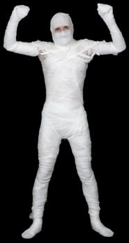 Man in bandage on the black background