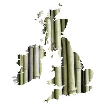 UK and Ireland map with bamboo background