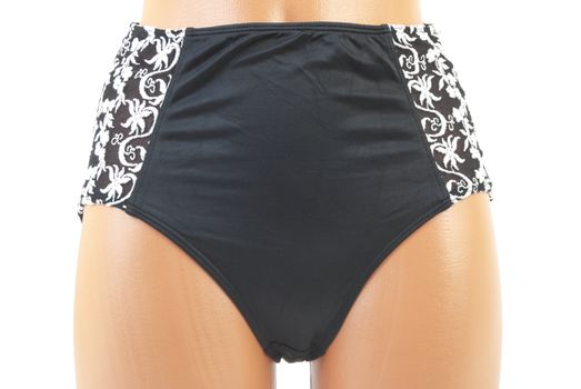 Female panties on mannequin. Isolated on white background